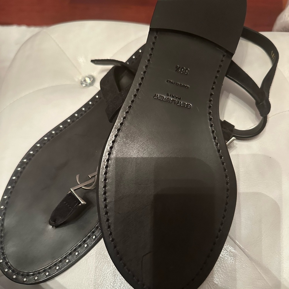 Cassandra suede Saint Laurent sandals 8.5 black - Picture 3 of 3